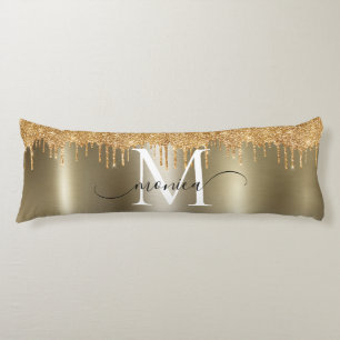 Guld Metall Glitter driver Monogram Namn Kroppskudde