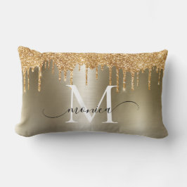 Guld Metall Glitter driver Monogram Namn Lumbarkudde
