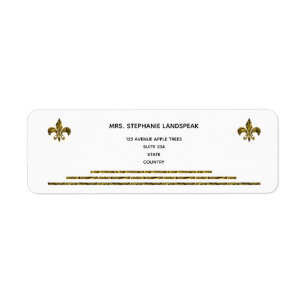 Guld Metall & Guld Fleur de Lys-Returadressen Returadress Etikett