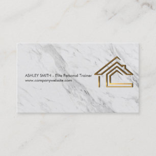 Guld Metall House Logotyp Marble Visitkort