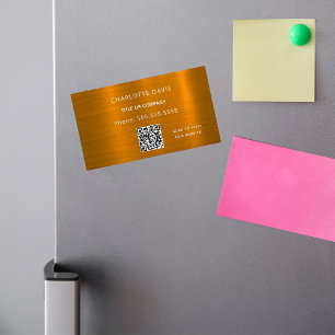 Guld metall monogram QR-minimalistisk elegant Magnetiska Visitkort