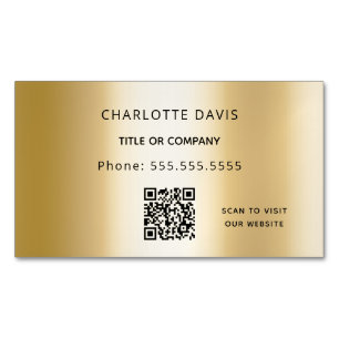 Guld metall monogram QR-minimalistisk elegant Magnetiska Visitkort