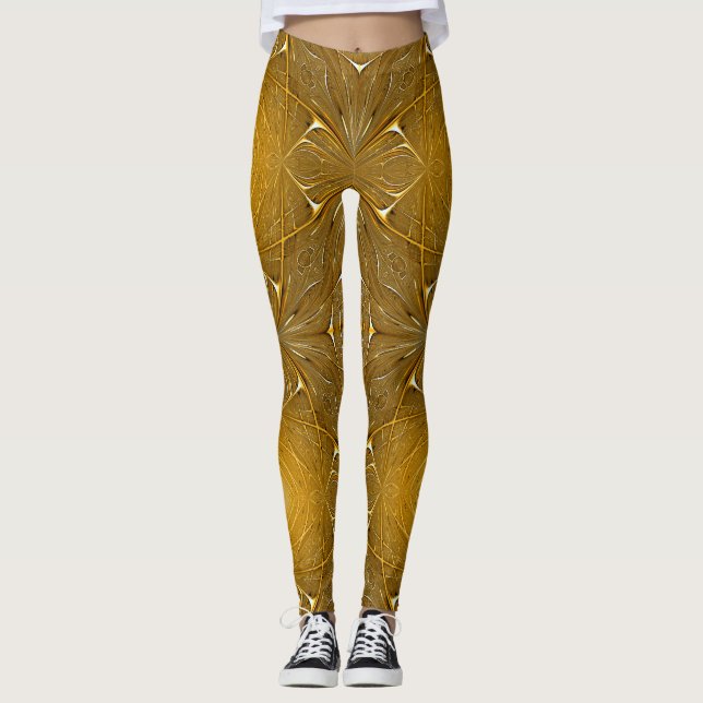 Guld Metall Mönster Leggings (Framsida)