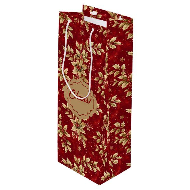 Guld Metall Poinsettias on Red (Framsidan Vinklad)