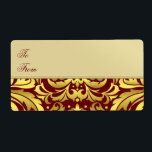 Guld Metall Red Damask jul Gift Märkre Label Fraktsedel<br><div class="desc">Lägg till en elegant till dina gåvor den här säsongen med våra Märkre för Guld Red Damask-julklappsetiketter! Observera att etiketterna har en projektionsyta som avslutar att de varken är glatta eller metalliska</div>