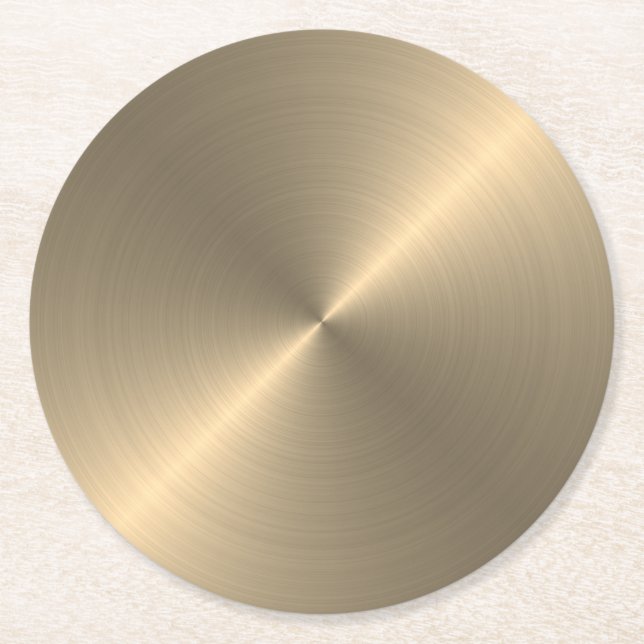 Guld Metall-utseende Circular Metallic Underlägg Papper Rund (Framsidan)