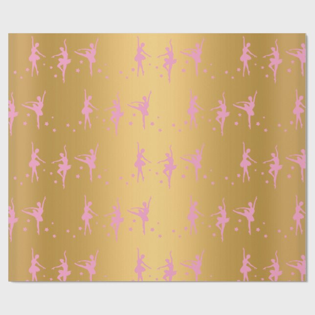 GULD METALLIC BALLERINA BIRTHDAY BRÖLLOP WRAP PRESENTPAPPER (Platt)