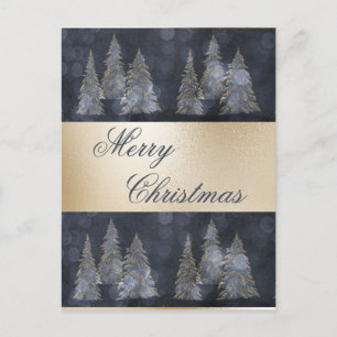 Guld Metallic Blue Elegant Gräs God jul H Helg Vykort