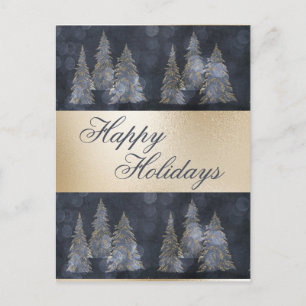 Guld Metallic Blue Elegant Gräs God jul H Helg Vykort