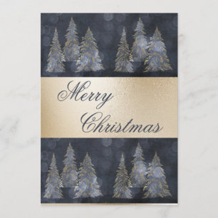 Guld Metallic Blue Elegant Gräs God jul Julkort