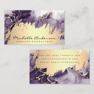 Guld Metallic Brushed Lila Marble Visitkort