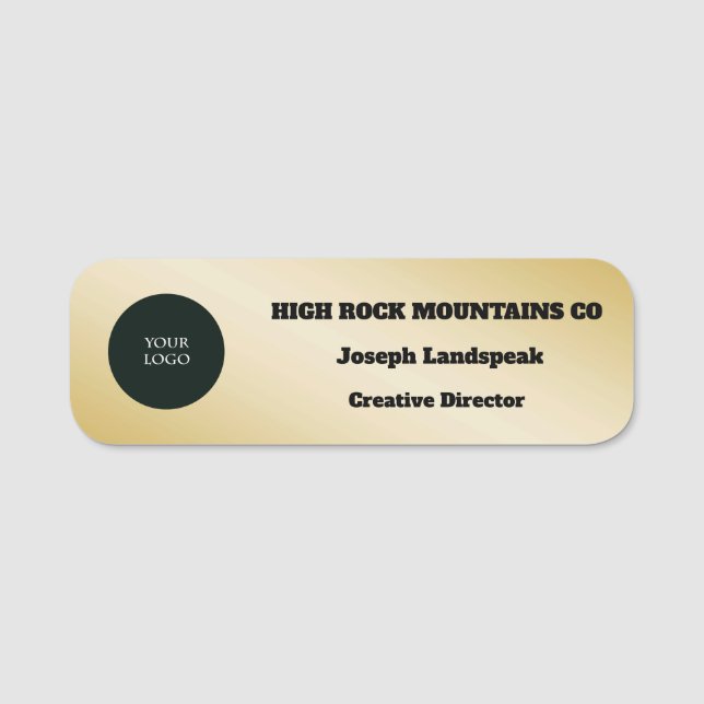 Guld Metallic Business Employee Logotyp Namnbricka (Framsida)