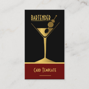Guld Metallic Cocktail Logotyp Bartender Visitkort
