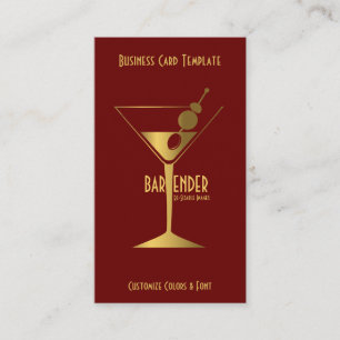 Guld Metallic Cocktail Logotyp Bartender Visitkort