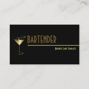 Guld Metallic Cocktail Logotyp Bartender Visitkort