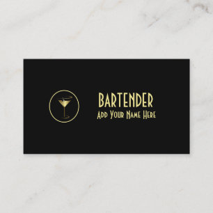 Guld Metallic Cocktail Martini Bartender Visitkort
