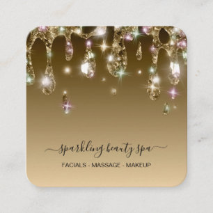 *~* GULD Metallic Drip Dripping GLITTER AP7 Fyrkantigt Visitkort