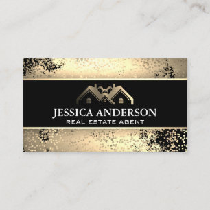 Guld Metallic Egendom Logotyp Golden Push Specks Visitkort