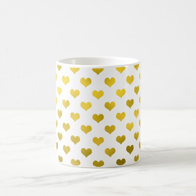 Guld Metallic Faux Foil Hearts Polka Dot Heart Kaffemugg (Center)