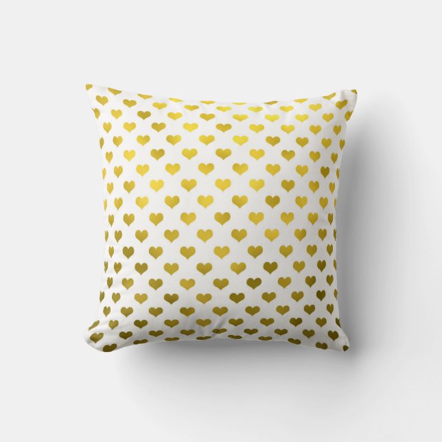 Guld Metallic Faux Foil Hearts Polka Dot Heart Kudde (Framsida)