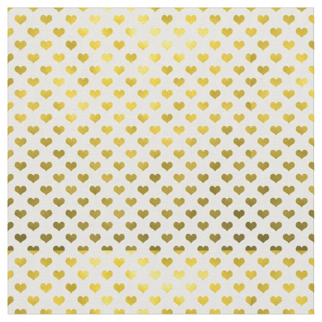 Guld Metallic Faux Foil Hearts Polka Dot Heart Tyg (Närbild)