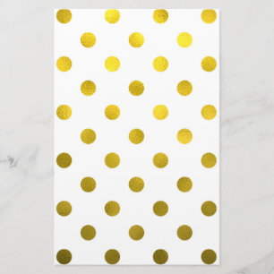 Guld Metallic Faux Foil Large Polka Dot White Brevpapper