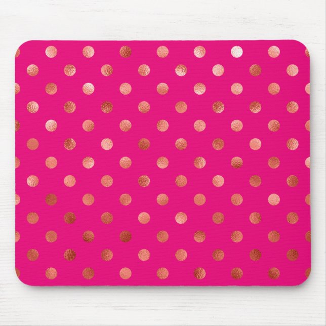Guld Metallic Faux Foil Polka Dot Rosa Background Musmatta (Framsidan)
