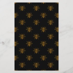 Guld Metallic Foil Bees on Black Flygblad
