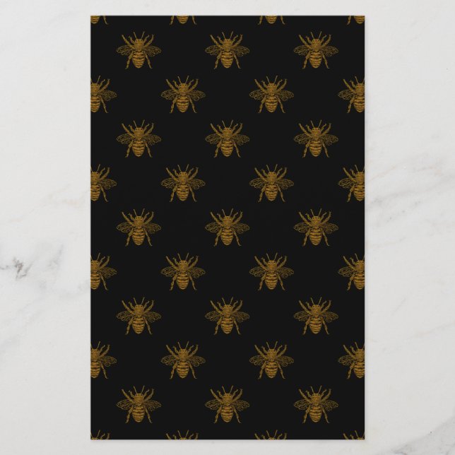 Guld Metallic Foil Bees on Black Flygblad (Framsidan)