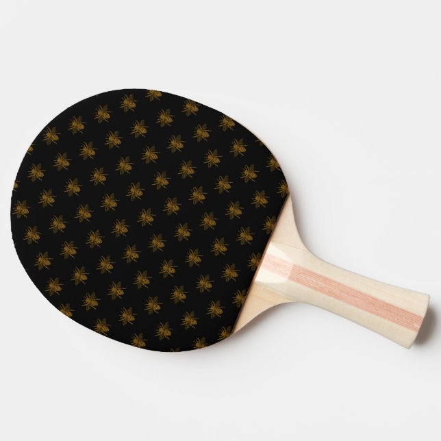 Guld Metallic Foil Bees on Black Pingisracket (Sidan)