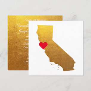 Guld Metallic Foil California Bröllop Inbjudningar