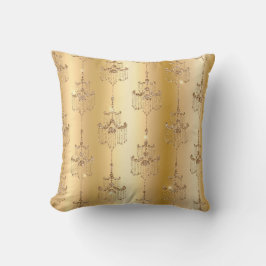 Guld Metallic Foil & Faux Glitter Glam Chandeliers Kudde