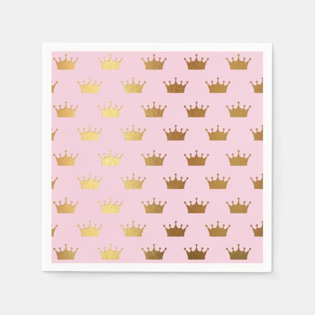 Guld Metallic Foil Krona Krona Rosa Royal Modern Pappersservett (Framsidan)