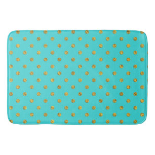 Guld Metallic Foil Polka dots Teal Aqua Modern Badrumsmatta