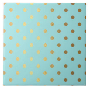 Guld Metallic Foil Polka dots Teal Aqua Modern Kakelplatta