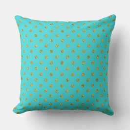 Guld Metallic Foil Polka dots Teal Aqua Modern Kudde