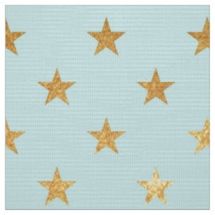Guld Metallic Foil Star Stars Teal Aqua Modern Tyg