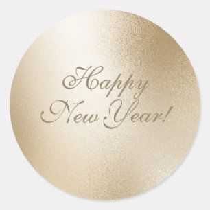 Guld Metallic Glitter Drip Elegant Gott nytt år Runt Klistermärke