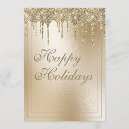 Guld Metallic Glitter Drip Elegant jul Lycklig Julkort