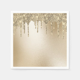 Guld Metallic Glitter Drip Elegant Pappersservett