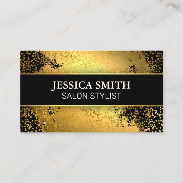 Guld Metallic | Gold Foil Specks Background Visitkort (Framsida)
