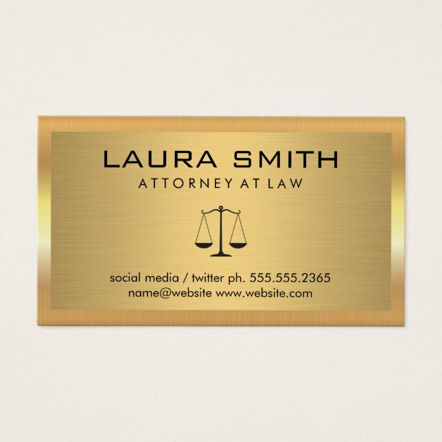 Guld Metallic Gräns | Guld Metall Brushed Visitkort (Framsidan)