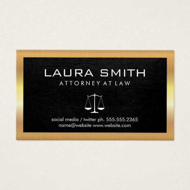 Guld Metallic Gräns Leather Background Visitkort (Framsidan)