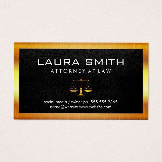 Guld Metallic Gräns Leather Background Visitkort (Framsidan)