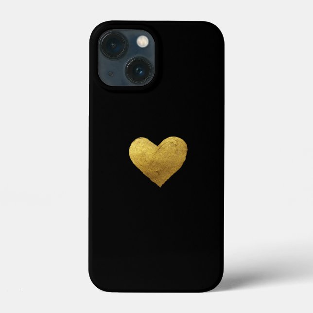 Guld Metallic Heart iPhone Cover. (Baksida)