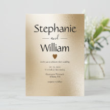 Guld Metallic Heart Modern Elegant bröllop