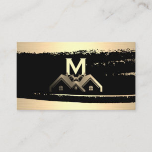 Guld Metallic Homes Logotyp Monogram Visitkort