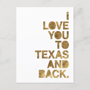Guld Metallic Kärlek Du till Texas och back Postca Vykort