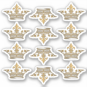 Guld Metallic Krona Fleur de Lis Formal Bröllop Klistermärken