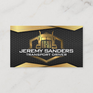 Guld Metallic Lastbil Logotyp Black Metall Geome Visitkort